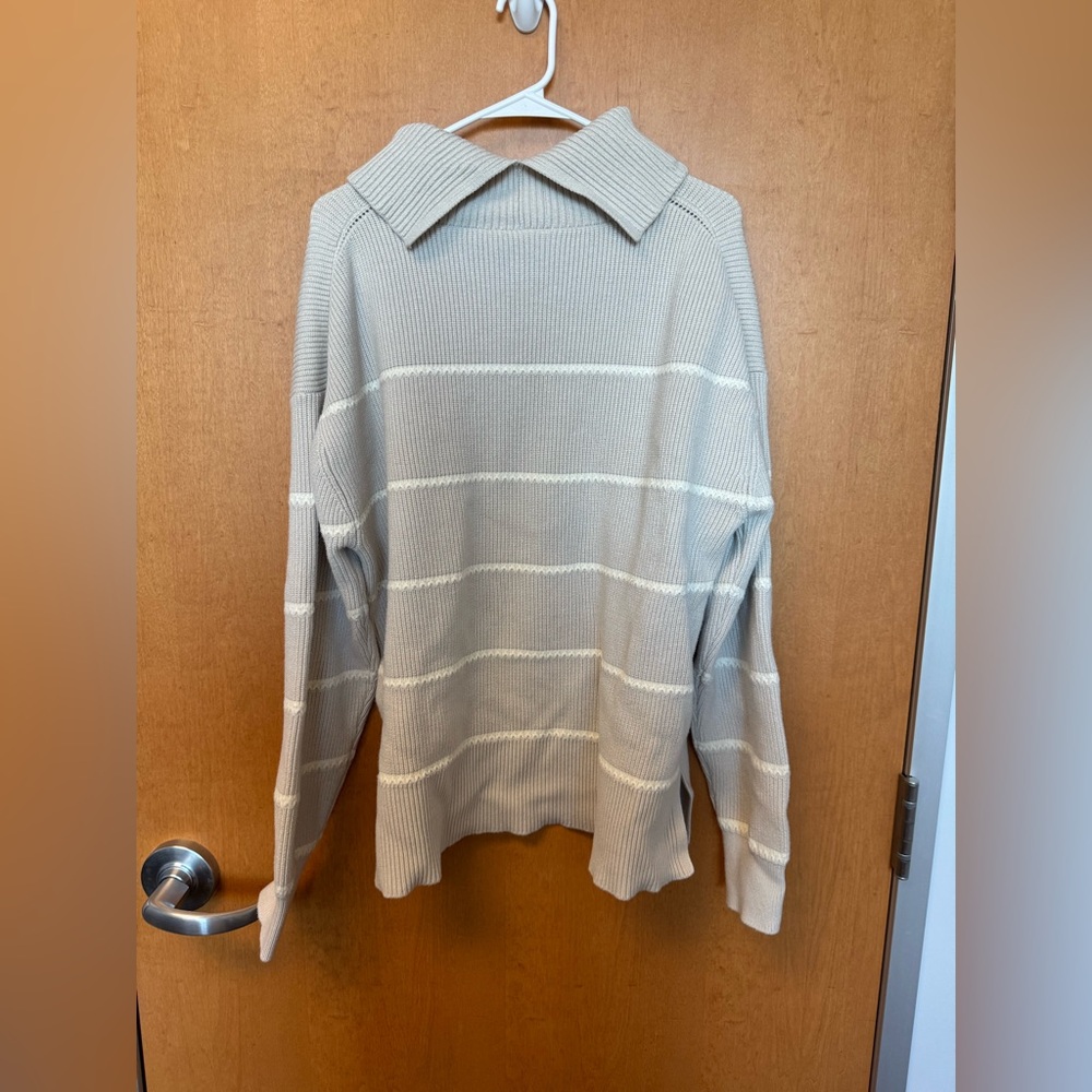 Varley Ribbed Turtleneck Sweater in Cream Stripe - Picture 4 of 4